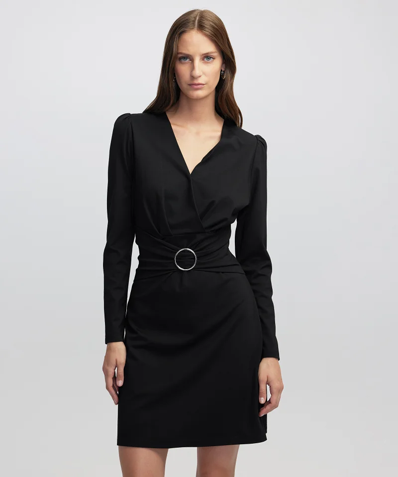 Metal Buckle Jersey Dress