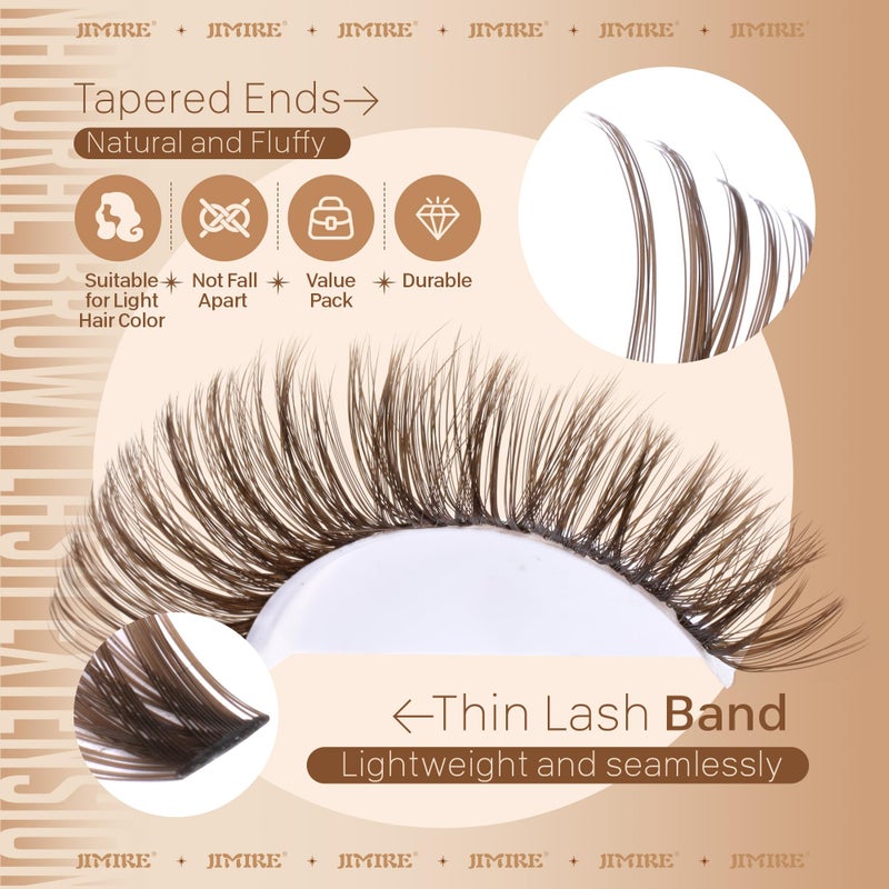JIMIRE Brown Lash Clusters 6 Styles Mixed D Curly Eyelash Clusters Natural 476Pcs Fluff Cluster Eyelash Extensions Wispy Brown Cluster Lashes Extensions for Everyday Wear(30D+40D+50D+60D+80D+100D) - Image 5
