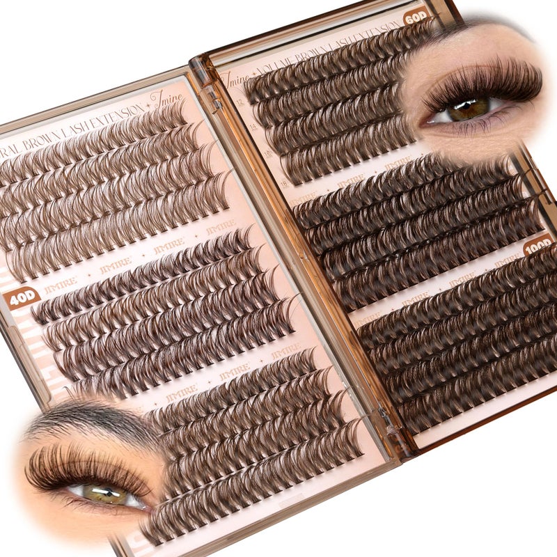 JIMIRE Brown Lash Clusters 6 Styles Mixed D Curly Eyelash Clusters Natural 476Pcs Fluff Cluster Eyelash Extensions Wispy Brown Cluster Lashes Extensions for Everyday Wear(30D+40D+50D+60D+80D+100D) - Image 1