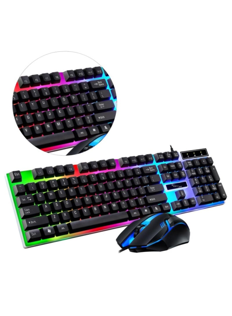 DubaiGallery لوحة مفاتيح G21 متعددة الألوان مع إضاءة خلفية LED قوس قزح ميكانيكية USB سلكية مجموعة لوحة مفاتيح وفأرة للأعمال أو الألعاب - Image 4