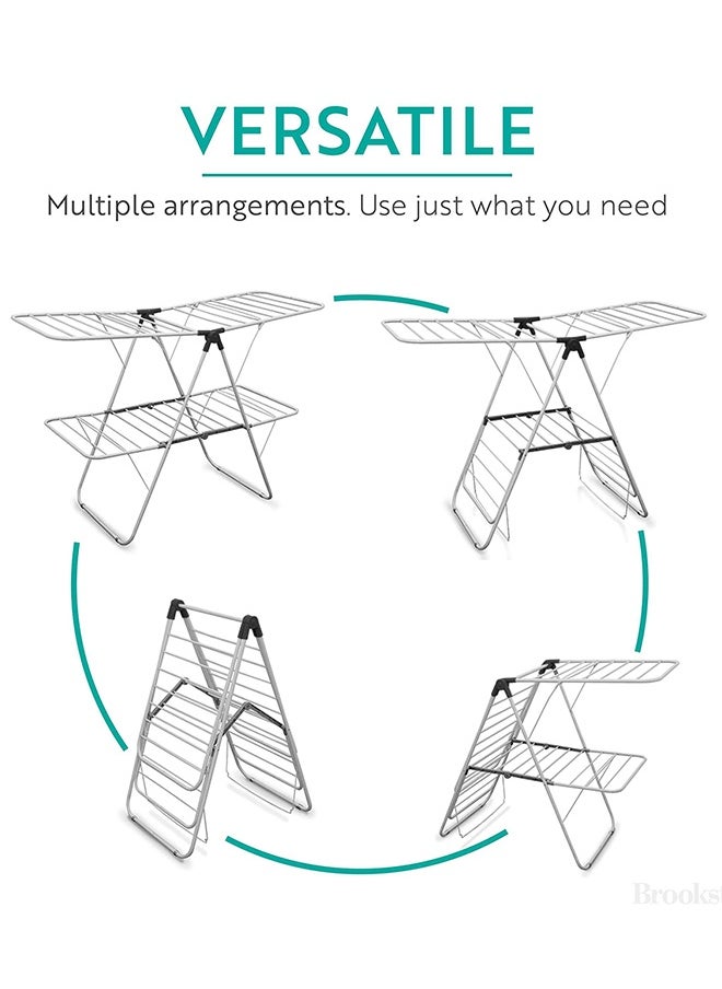 Taimi 2-Tier Foldable Clothes Drying Rack, Steel Clothes Dryer for Indoor and Outdoor Use - Grey  - Image 5