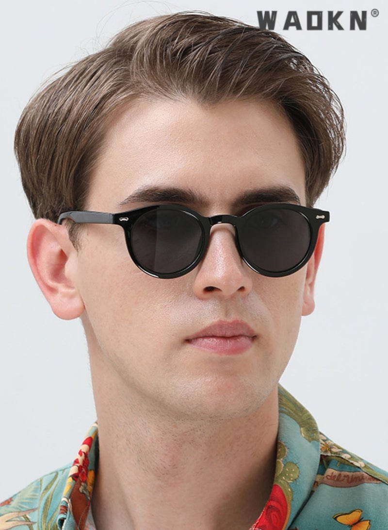 WAOKN Round Sunglasses Polarised UV400 Fashion Glasses for Men Women TR90 Frame Sunglasses,Small Circle Sun Glasses Classic Vintage Retro Shades,Fashion Anti-Glare Sun Shades for Driving,Fishing,Traveling - Image 5