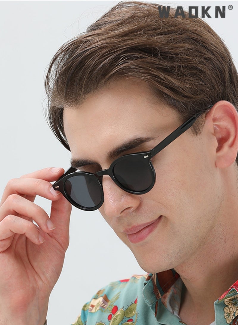WAOKN Round Sunglasses Polarised UV400 Fashion Glasses for Men Women TR90 Frame Sunglasses,Small Circle Sun Glasses Classic Vintage Retro Shades,Fashion Anti-Glare Sun Shades for Driving,Fishing,Traveling - Image 2