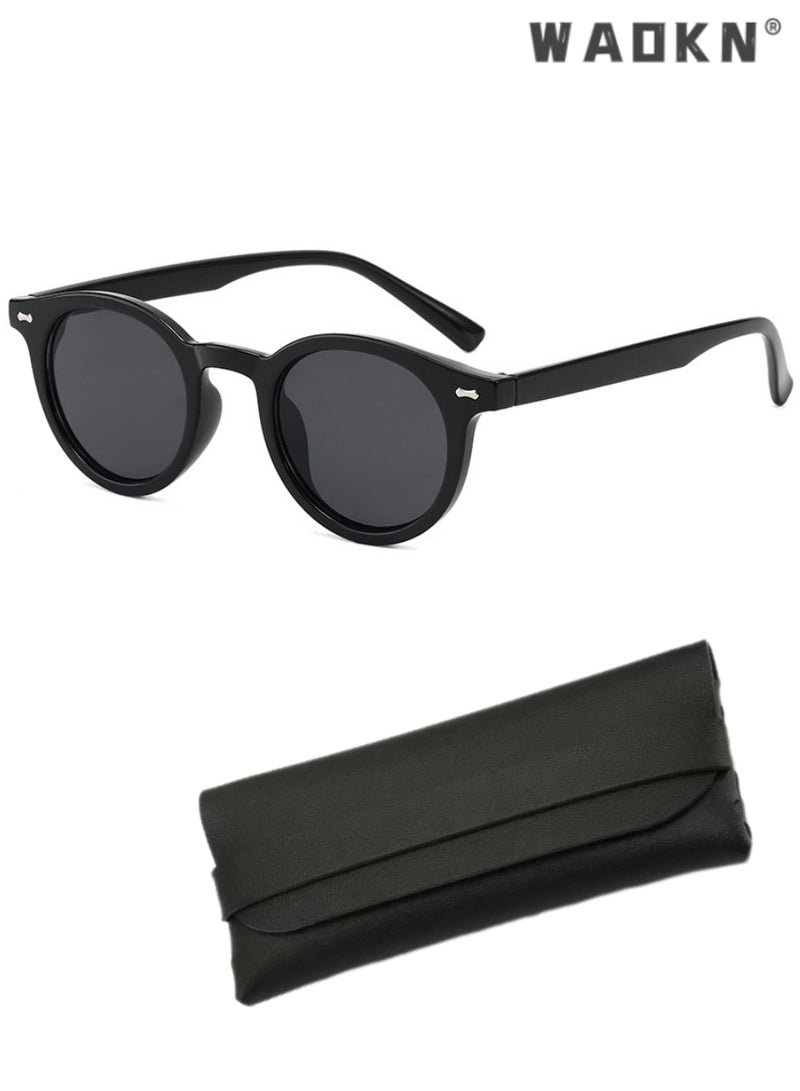 WAOKN Round Sunglasses Polarised UV400 Fashion Glasses for Men Women TR90 Frame Sunglasses,Small Circle Sun Glasses Classic Vintage Retro Shades,Fashion Anti-Glare Sun Shades for Driving,Fishing,Traveling - Image 1