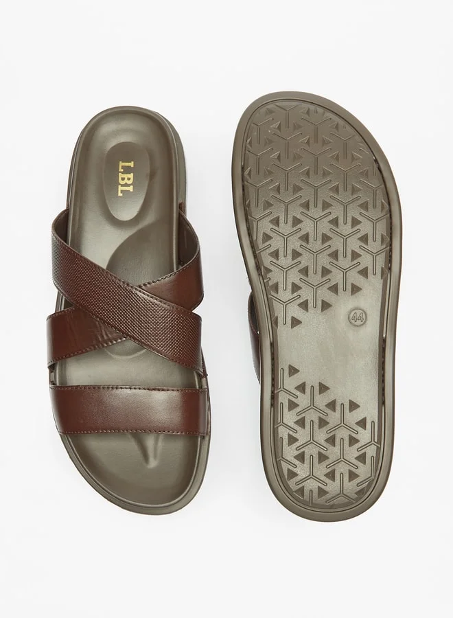 LBL by Shoexpress Men Solid Slip-On Cross Strap Sandals