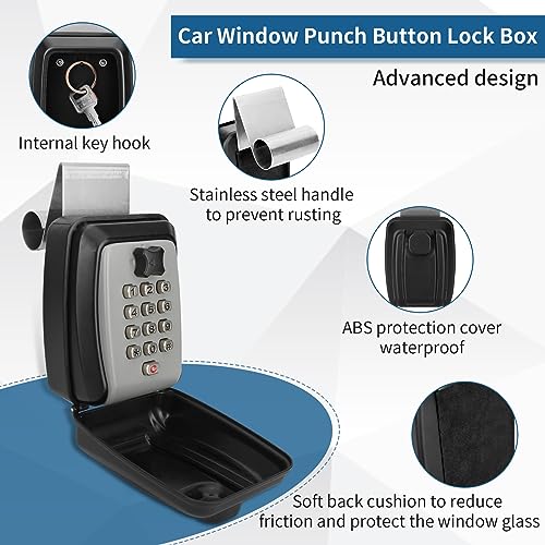 Casmer 2025 Upgrade SL-591 Car Window Lock Box, car Key Lock Box, Car Lock Box, Car Window Punch Button Lock Box, Vehicle Window Lock Box, Lock Boxes for car fit for Ride Share, Turo, GetAround - Image 3