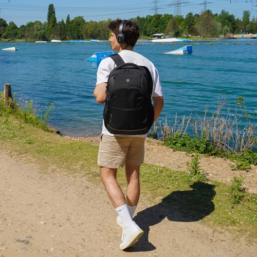 Swissdigital Design Travel Laptop Backpack, College Laptops Backpack with USB Charging Port for Men and Women Fits 16 Inch Notebook, Black | ANDWIL - Image 4