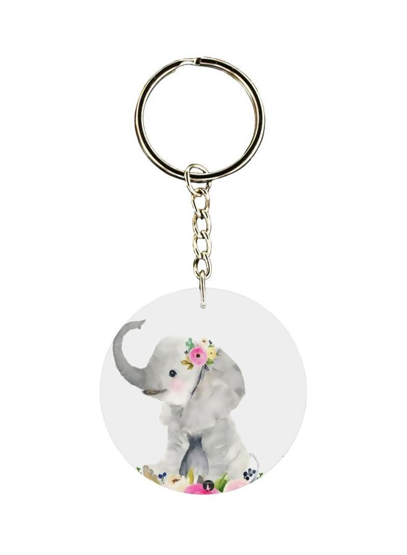 RKN Elephant Themed Single Sided Keychain