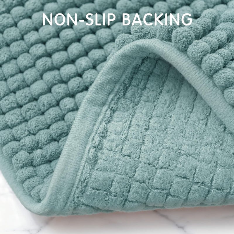 subrtex Bathroom Rugs, 20" x 32" Chenille Bath Rug Soft Short Plush Bath Mat Soft Shower Mat Water Absorbent Shower Mat Quick Dry Machine Washable, Light Green - Image 5