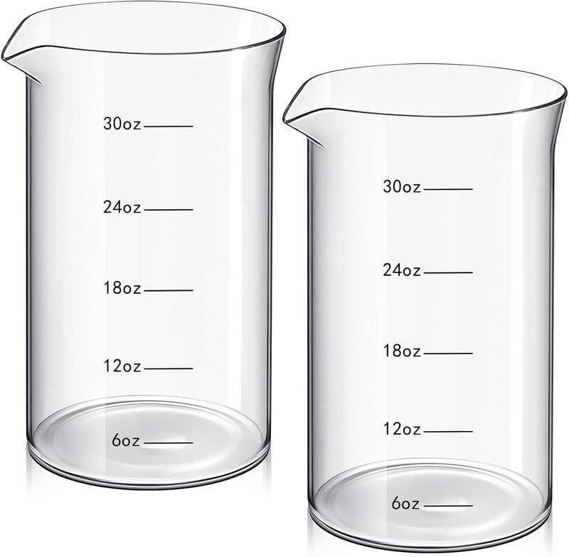 Maxdot 2 Pcs French Press Replacement Glass Universal Replacement Beaker for French Press Tea and Coffee Makers Borosilicate 3.3 Glass Spare Carafe (with Scale,34 oz) - Image 1
