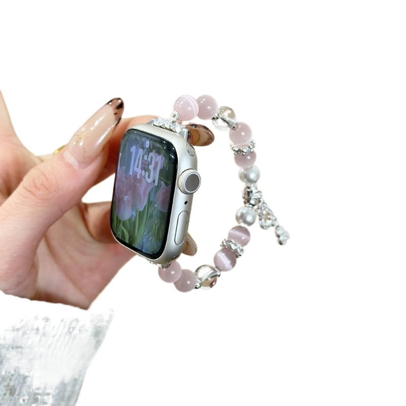 سوار ساعة ذكية سوار راتنج متوافق مع Apple Watch بملاءمة قابلة للتعديل وحزام بديل للاستخدام اليومي باللون أسود قابل للتعديل 13.50cm - Lilac Ribbon - Image 2