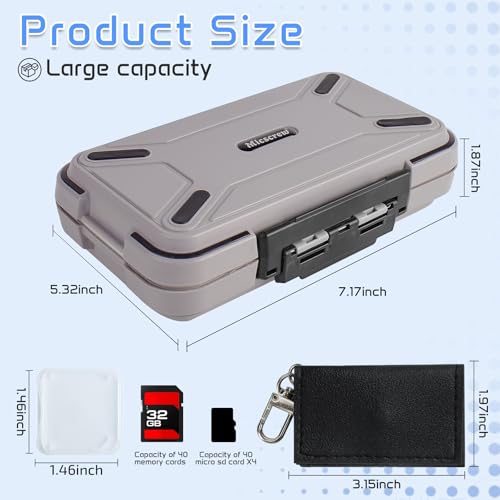Micscrew 36 Slots Memory Card Case & 36 Transparent Card Cases, Light Gray Camera SD Card Holder Storage with Individual Plastic Card Holder Case for SD Card, Camer Card Organizer for SD Card - Image 2