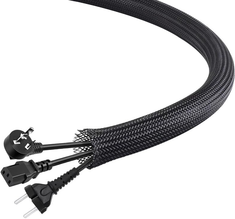 Aibole 25Ft-1.5inch PET Expandable Braided Wire Sleeving,Wire Loom Cable Sleeve for TV,Computer,Home Theater,Automotive,Home Industrial,Electrical Wires,Chemical,Protect Cat from Chewing Cords,Black - Image 2