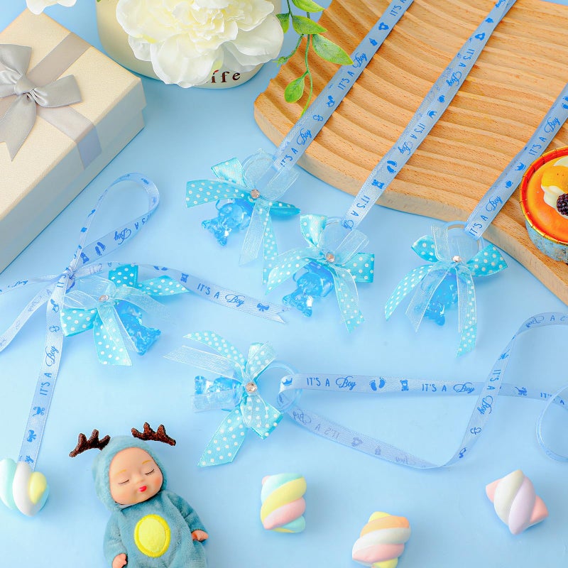 Tondiamo 60 Pcs Baby Shower Pacifiers Elephant Necklace Acrylic Baby Shower Party Favors with Cute Rhinestone Bows for Girls Boys Baby Shower Party Decoration Table Scatter(Blue) - Image 3