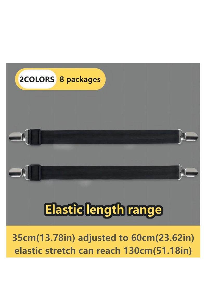 8Pcs Adjustable Bed Sheet Straps Clips, Holder Adjustable Mattress Clips for Home, Grippers to Hold Sheet(Black)  - Image 3