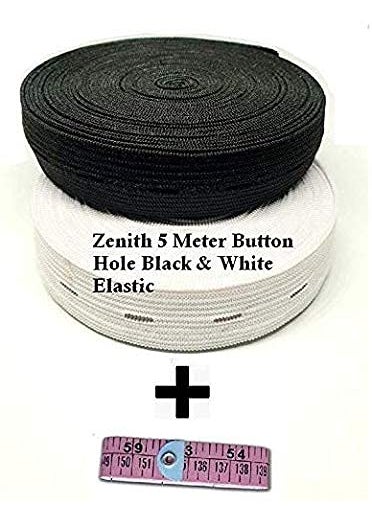 Zenith Zenith 5 Meter 34 inch Imported Sewing Button Hole Knit Elastic Band Pack of White and Black 5 Meter 1 Measuring Tape  - Image 5