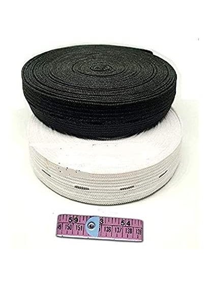 Zenith Zenith 5 Meter 34 inch Imported Sewing Button Hole Knit Elastic Band Pack of White and Black 5 Meter 1 Measuring Tape  - Image 1