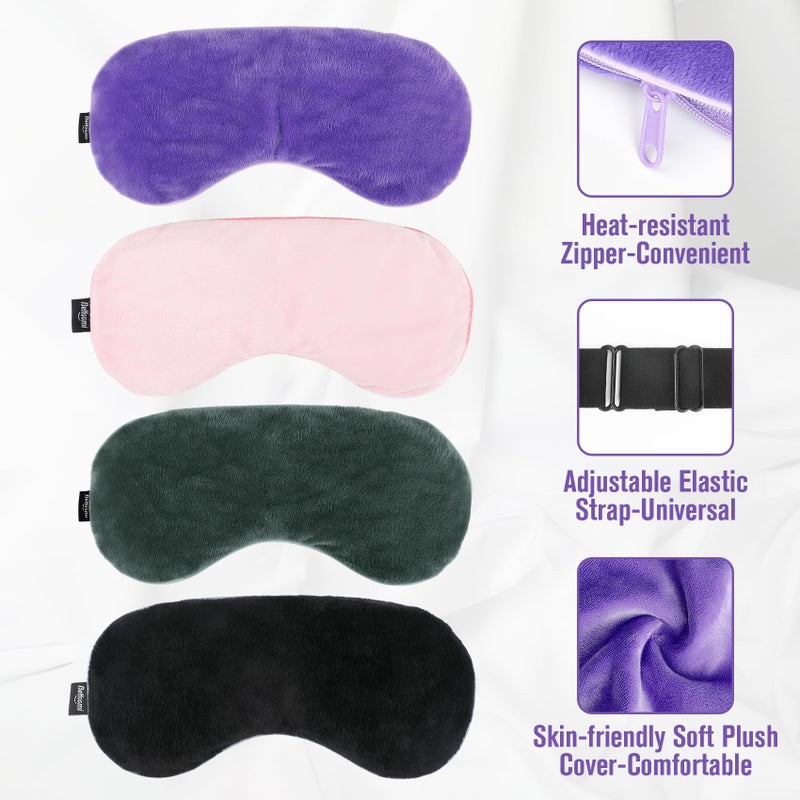 BeHoomi Heated Eye Mask Warm Compress for Eyes, Soothing Weighted Eye Mask for Sleeping, Microwave Moist Heating Pad Hot Compress for Eyes Relaxation, Reusable Sleep Mask for Home, Office (Purple) - Image 5