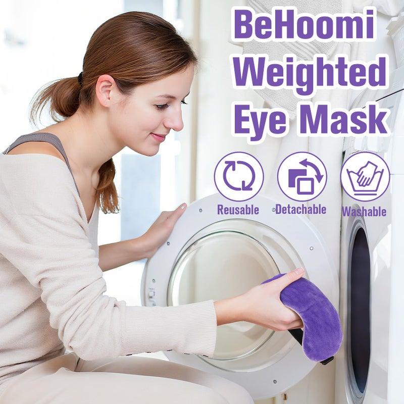 BeHoomi Heated Eye Mask Warm Compress for Eyes, Soothing Weighted Eye Mask for Sleeping, Microwave Moist Heating Pad Hot Compress for Eyes Relaxation, Reusable Sleep Mask for Home, Office (Purple) - Image 4