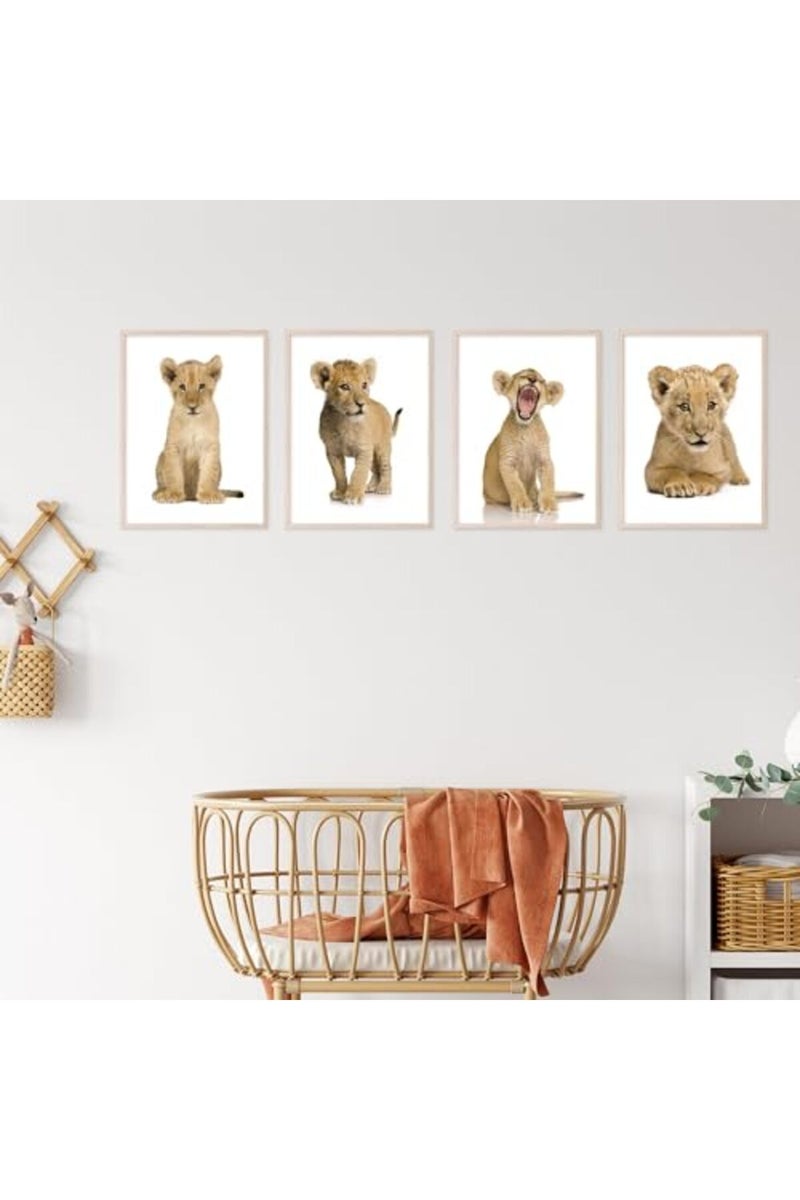 Insire Baby Lion Wall Art Animal Wall Art Cub Lion Poster - Set of 4 (8x10) - Image 2
