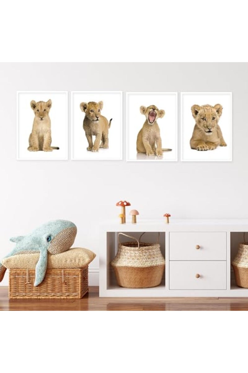 Insire Baby Lion Wall Art Animal Wall Art Cub Lion Poster - Set of 4 (8x10) - Image 3