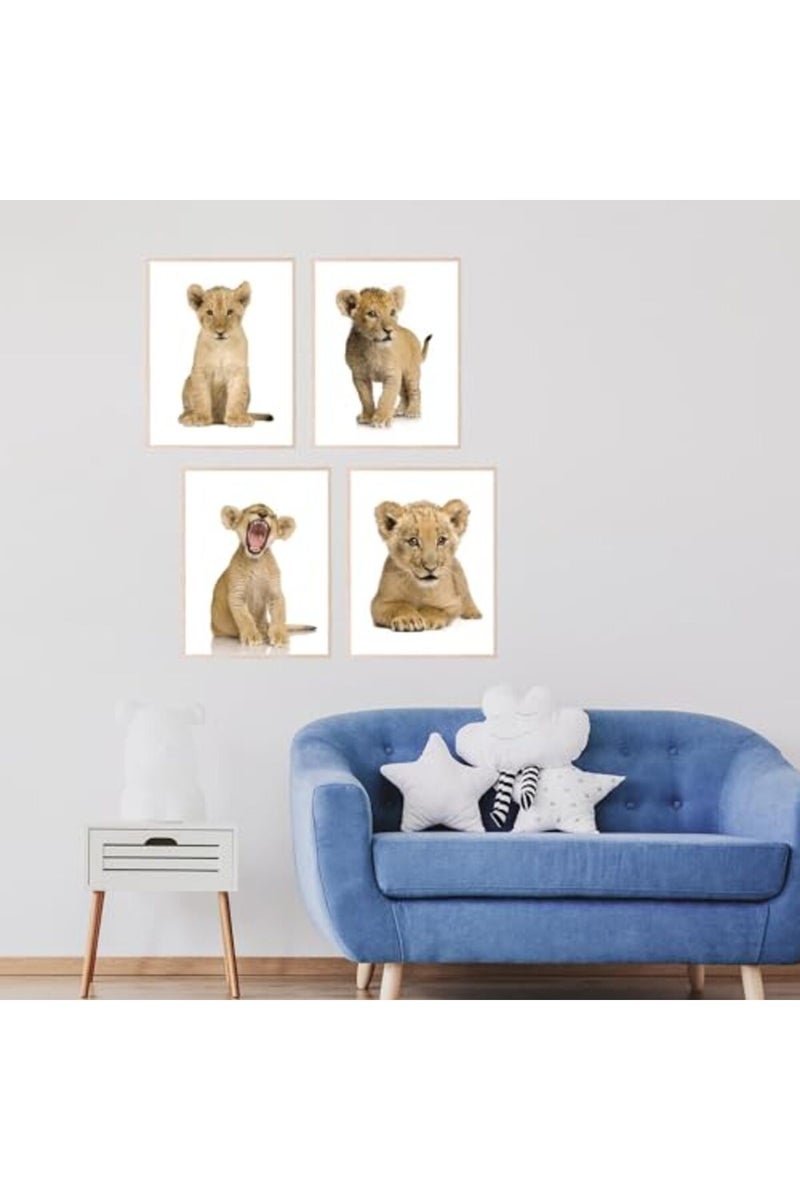 Insire Baby Lion Wall Art Animal Wall Art Cub Lion Poster - Set of 4 (8x10) - Image 4