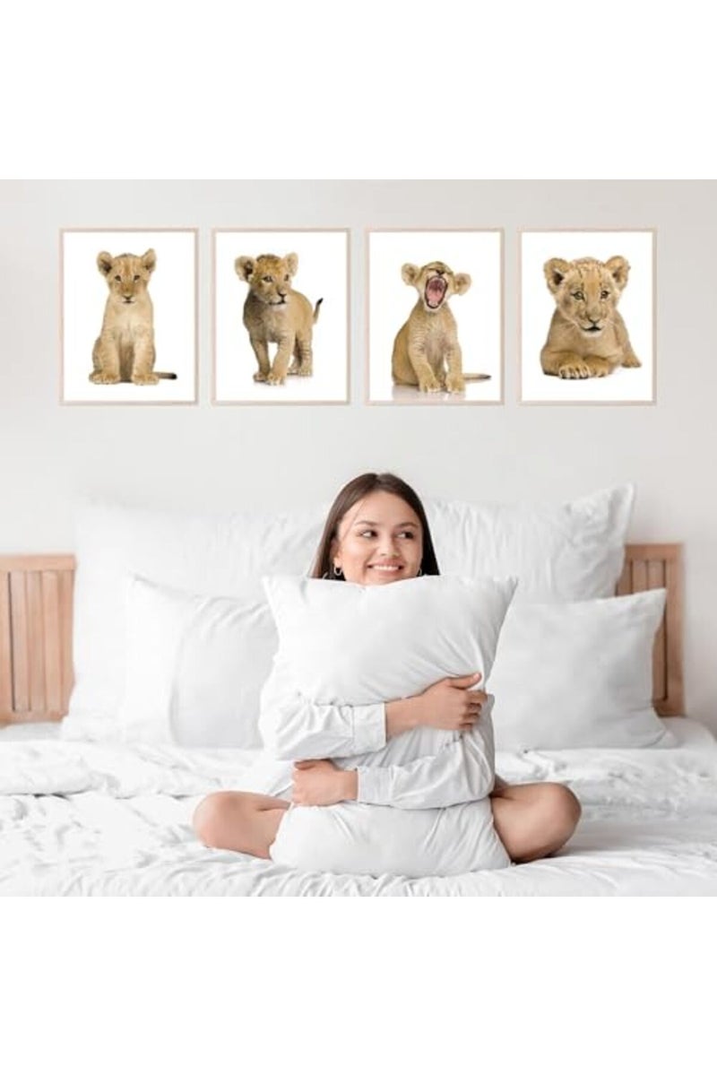 Insire Baby Lion Wall Art Animal Wall Art Cub Lion Poster - Set of 4 (8x10) - Image 5