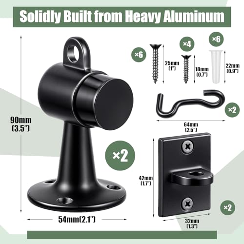 Yaocom 2 Pack Heavy Duty Floor Mounted Door Stop 35 Inch Aluminum Commercial Grade Door Stopper with Rubber Bumper Stainless Steel Screws Black - Image 3
