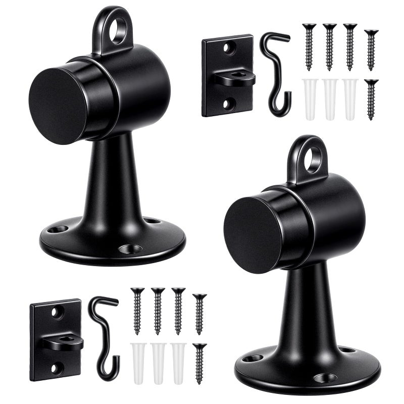 Yaocom 2 Pack Heavy Duty Floor Mounted Door Stop 35 Inch Aluminum Commercial Grade Door Stopper with Rubber Bumper Stainless Steel Screws Black - Image 2
