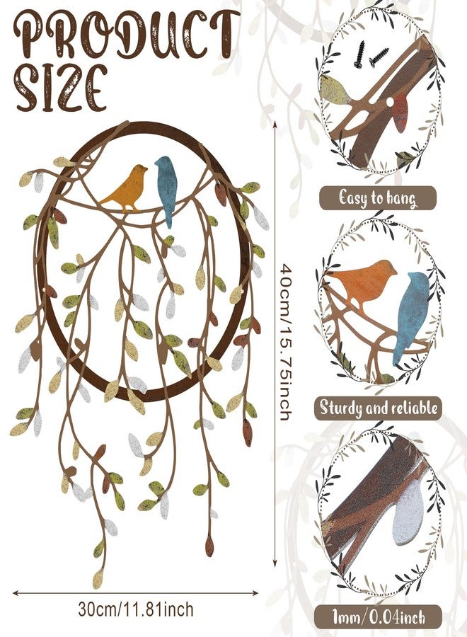 فيرايكل لوحة جدارية معدنية من فيرايكل، طائر على غصن شجرة، ديكور فني على شكل طائر، مناسب لغرفة المعيشة، الحديقة، غرفة النوم، المكتب، ديكور جدار المنزل، ديكور حفلات الانتقال إلى منزل جديد (لون كلاسيكي) - Image 2