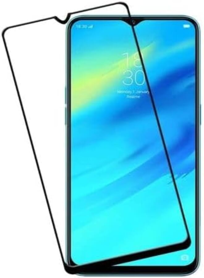 StraTG Oppo Realme 5 Glass Screen Protector - Crystal Clear Protection for Your Smartphone Display - Black Frame