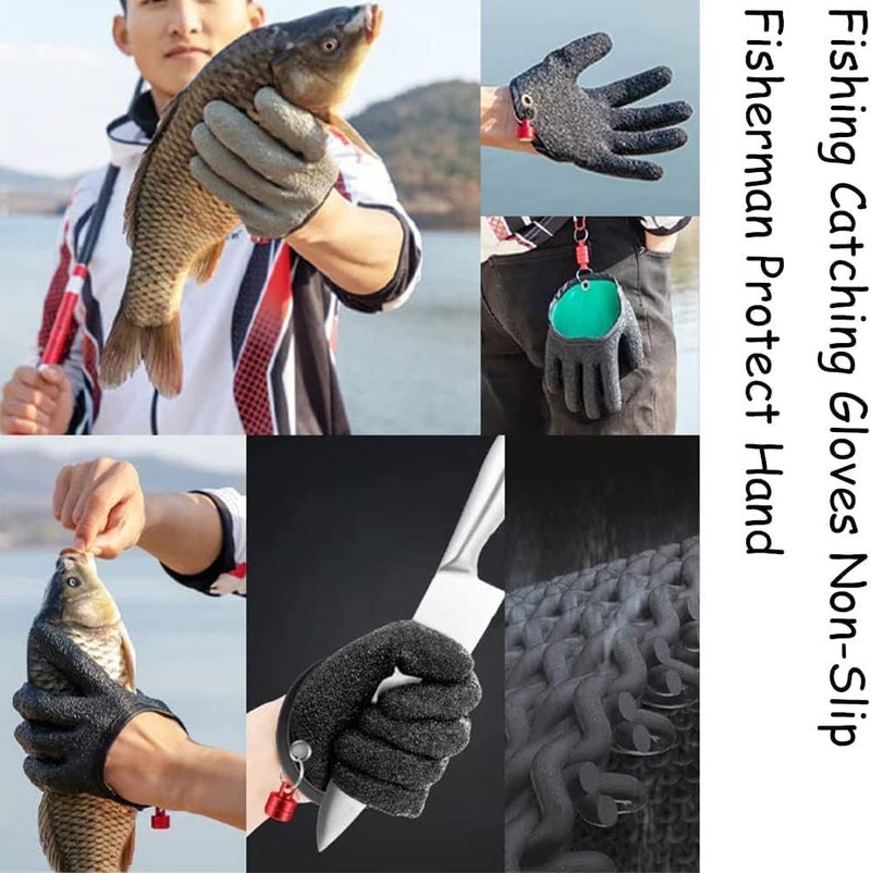 Odluzy Fishing Catching Gloves - Professional Puncture Proof Anti-Slip Gloves for Fishermen (Black) - Image 3