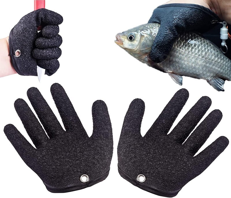 Odluzy Fishing Catching Gloves - Professional Puncture Proof Anti-Slip Gloves for Fishermen (Black) - Image 1