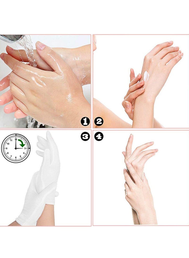 White Cotton Gloves Large Moisturizing For Dry Hands Eczema, Overnight Lotion Spa 6 Pairs Jewelry Inspection Work - Image 4
