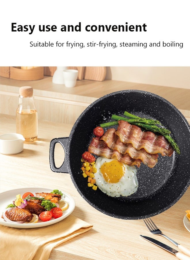 HK 10-Piece Kitchen Cookware set, Casserole Set And Frying Pan With Non Stick Cookware sets ,Finish Glass lid PFOA-Free  20-24-28-32 cm (Deep Stockpot) + 28 cm (Shallow Stockpot)（Black） - Image 3