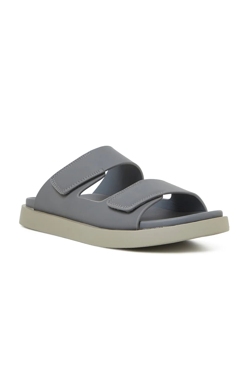 Geoomnii GEOOMNII Arabic Sandals for Mens – GREY Sandals with Slip On | Comfortable PU Upper & TPR Sole