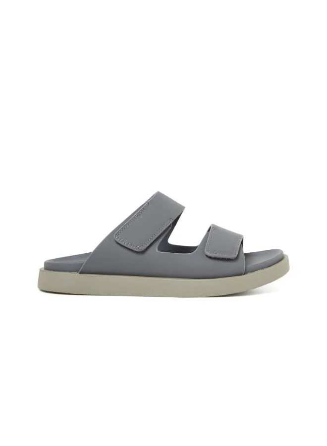 Geoomnii GEOOMNII Arabic Sandals for Mens – GREY Sandals with Slip On | Comfortable PU Upper & TPR Sole