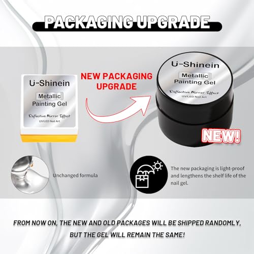 U-Shinein 8ml Metallic Painting Gel, Silver Painted Nail Polish, 3D Metal Painting Drawing Mirror Nail Gel Polish Glossy Soak Off UV/LED DIY Nail Art Manicure - Image 5