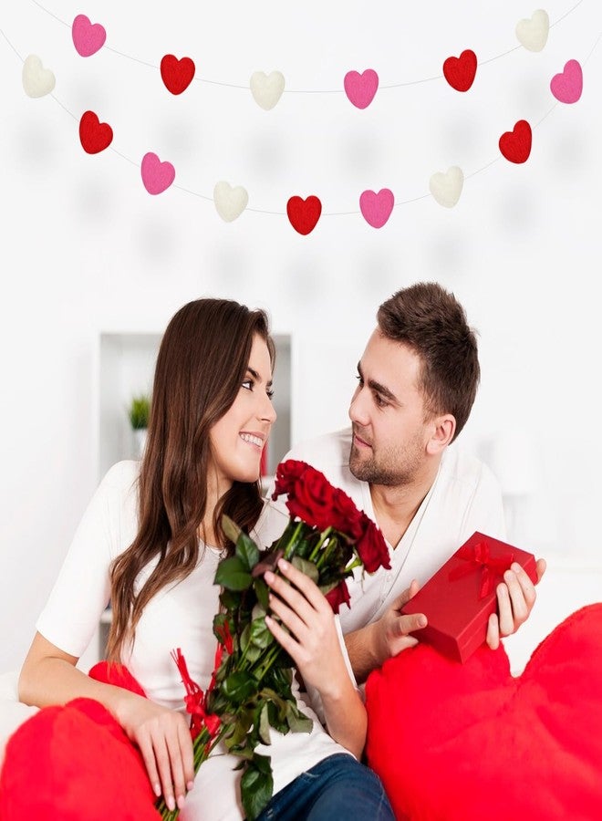 Aukolass Valentine's Day Felt Ball Garland，Welcome Valentine's Day Party Decor Banner (Red heart all) - Image 4