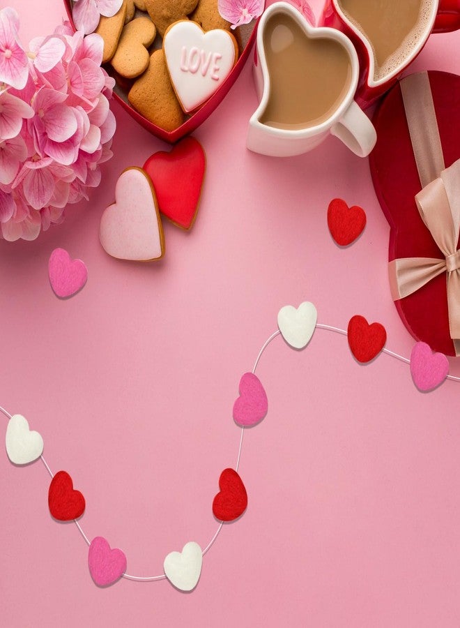 Aukolass Valentine's Day Felt Ball Garland，Welcome Valentine's Day Party Decor Banner (Red heart all) - Image 3