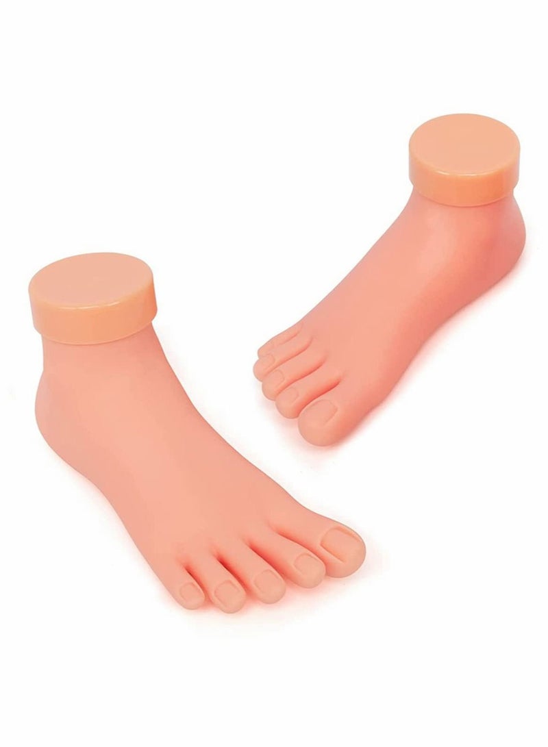 Excefore Practice Fake Foot Model, 1 Pair Flexible Feet mannequin for Nails, Fake Mannequin Legs Nail Foot for Acrylic Nails, Movable Soft Silicone Prosthetic Manicure Tool for Nail Art Training Display(L+R) - Image 1
