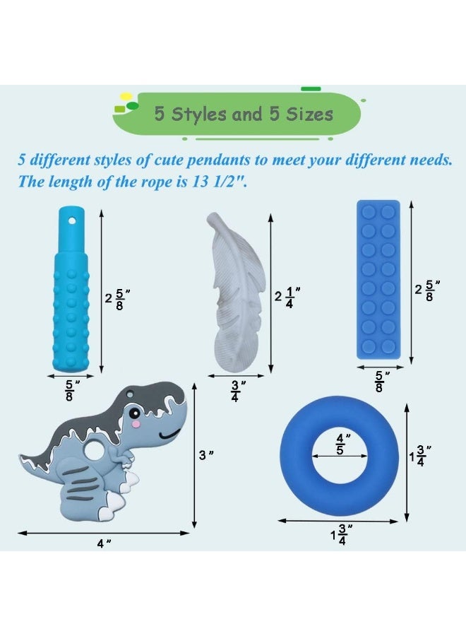 V-TOP V-TOP Sensory Chew Necklaces for Boys Girls, 4 Pack Chewy Necklace Sensory for Autistic Kids with ADHD, SPD, Chewing, or Special Needs, Silicone Oral Chew Toys Reduce Fidgeting for Adults (Gray) - Image 3