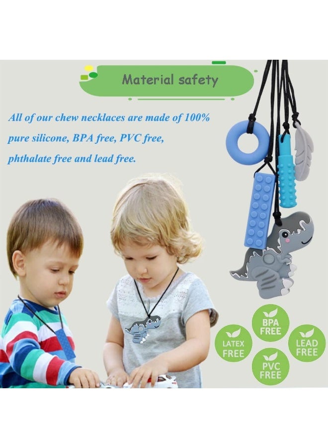 V-TOP V-TOP Sensory Chew Necklaces for Boys Girls, 4 Pack Chewy Necklace Sensory for Autistic Kids with ADHD, SPD, Chewing, or Special Needs, Silicone Oral Chew Toys Reduce Fidgeting for Adults (Gray) - Image 2