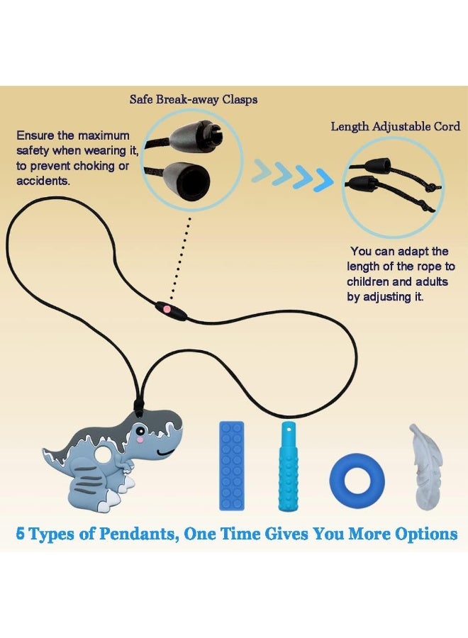 V-TOP V-TOP Sensory Chew Necklaces for Boys Girls, 4 Pack Chewy Necklace Sensory for Autistic Kids with ADHD, SPD, Chewing, or Special Needs, Silicone Oral Chew Toys Reduce Fidgeting for Adults (Gray) - Image 5