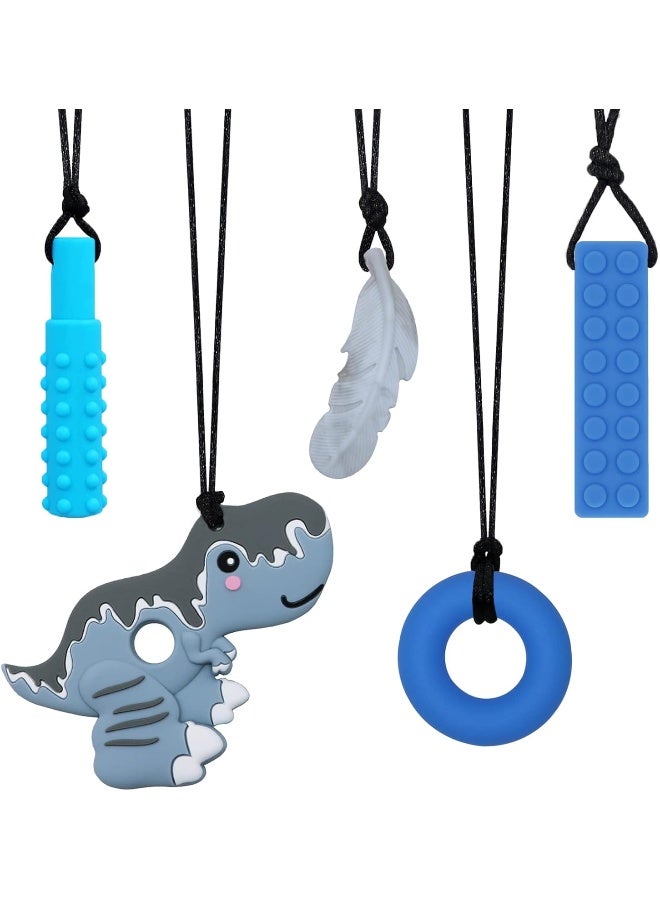 V-TOP V-TOP Sensory Chew Necklaces for Boys Girls, 4 Pack Chewy Necklace Sensory for Autistic Kids with ADHD, SPD, Chewing, or Special Needs, Silicone Oral Chew Toys Reduce Fidgeting for Adults (Gray) - Image 1