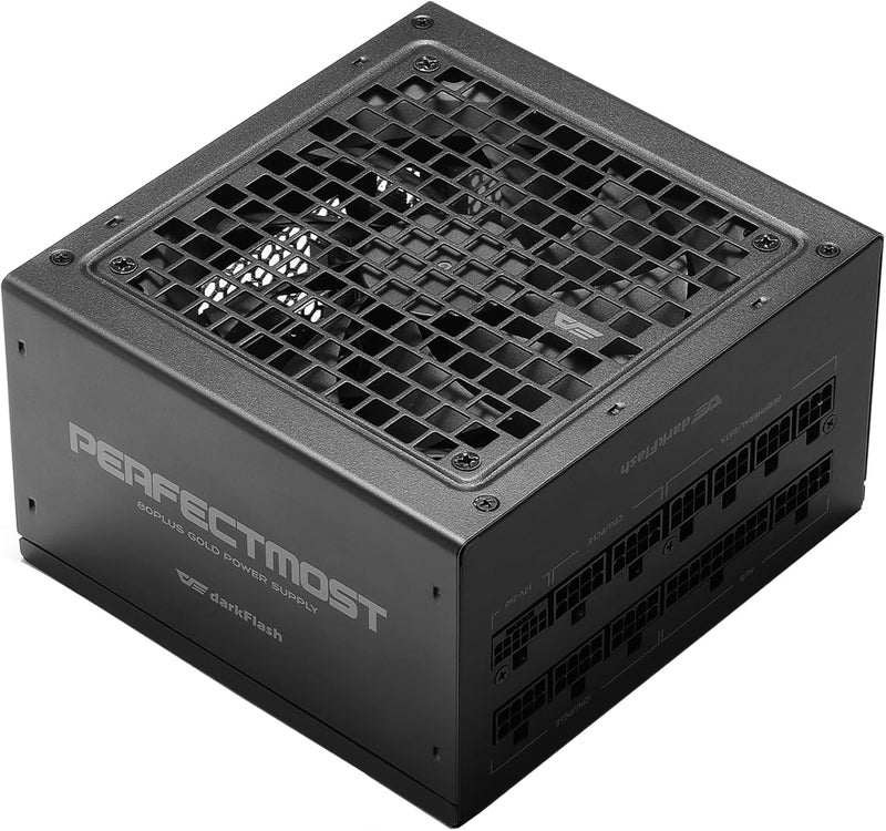دارك فلاش مصدر طاقة darkFlash PMT750 معياري بالكامل، جاهز لـ ATX 3.1 و PCIe 5.1، يتضمن كابل 12VHPWR، مكثفات يابانية 100% بدرجة 105°C، معتمد 80 Plus Gold للألعاب، حجم مضغوط 150 مم، ضمان 5 سنوات (أسود) - Image 1
