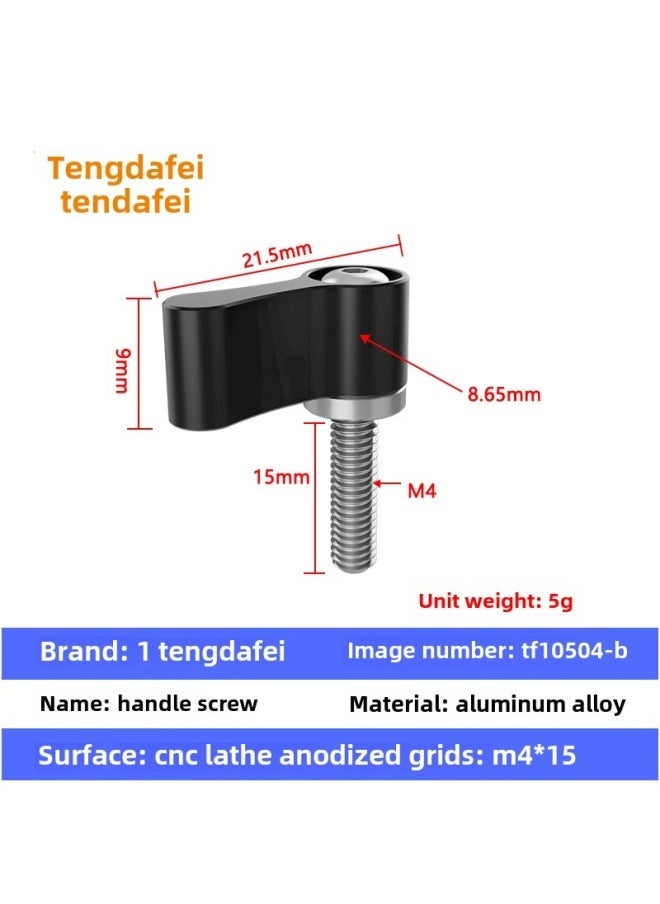 M4M5M6 Aluminum Alloy L-shaped Handle Stabilizer Rabbit Cage Screw Sports Camera Adjustable Angle Hand Screw-Color:TF10504-B（M4*15） - Image 1