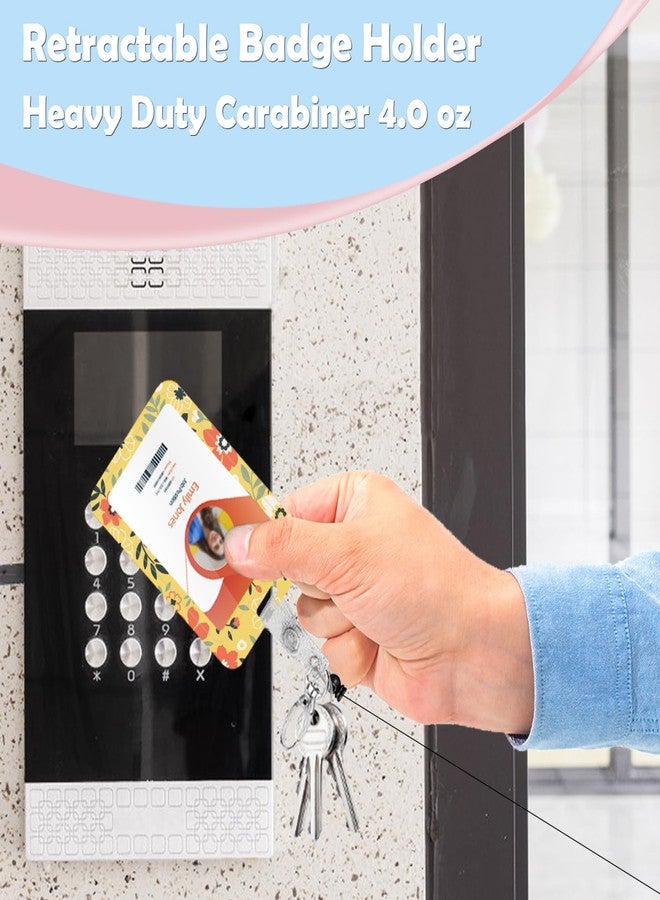 Boutilon ID Badge Holder with Lanyard,Retractable ID Badge Card Holders Detachable Neck Lanyard Strap with Badge Reel and Vertical ID Holder for Nurse Students Teachers Office Staff(Flower Yellow) - Image 5
