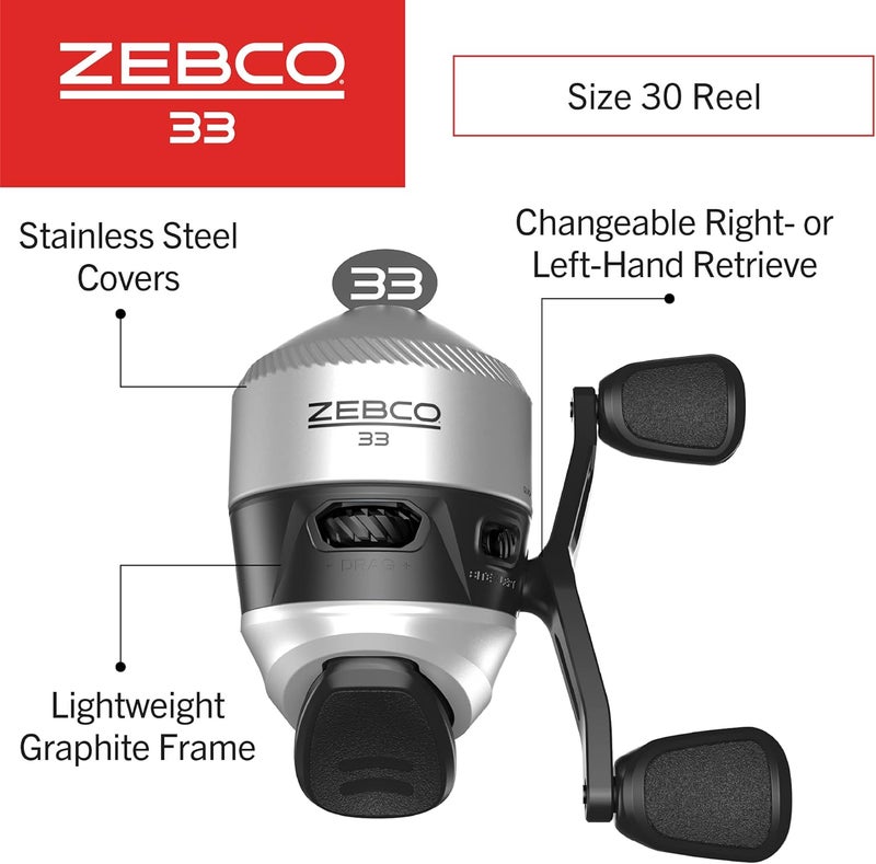 Zebco 33 Spincast Fishing Reel, Changeable Right or Left-Hand Retrieve, Built-in Bite Alert, All-Metal Gears, Pre-Spooled with Cajun Line - Image 2