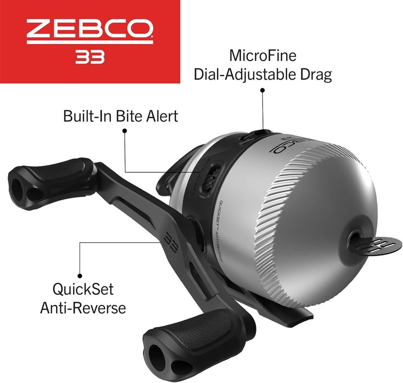 Zebco 33 Spincast Fishing Reel, Changeable Right or Left-Hand Retrieve, Built-in Bite Alert, All-Metal Gears, Pre-Spooled with Cajun Line - Image 3